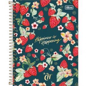 Caderno colegial Capricho Morangos 10 matérias 160 folhas Tiibra