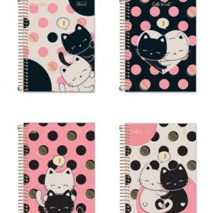Caderno Colegial Cute Cat gatinho Cardesil 15 materias