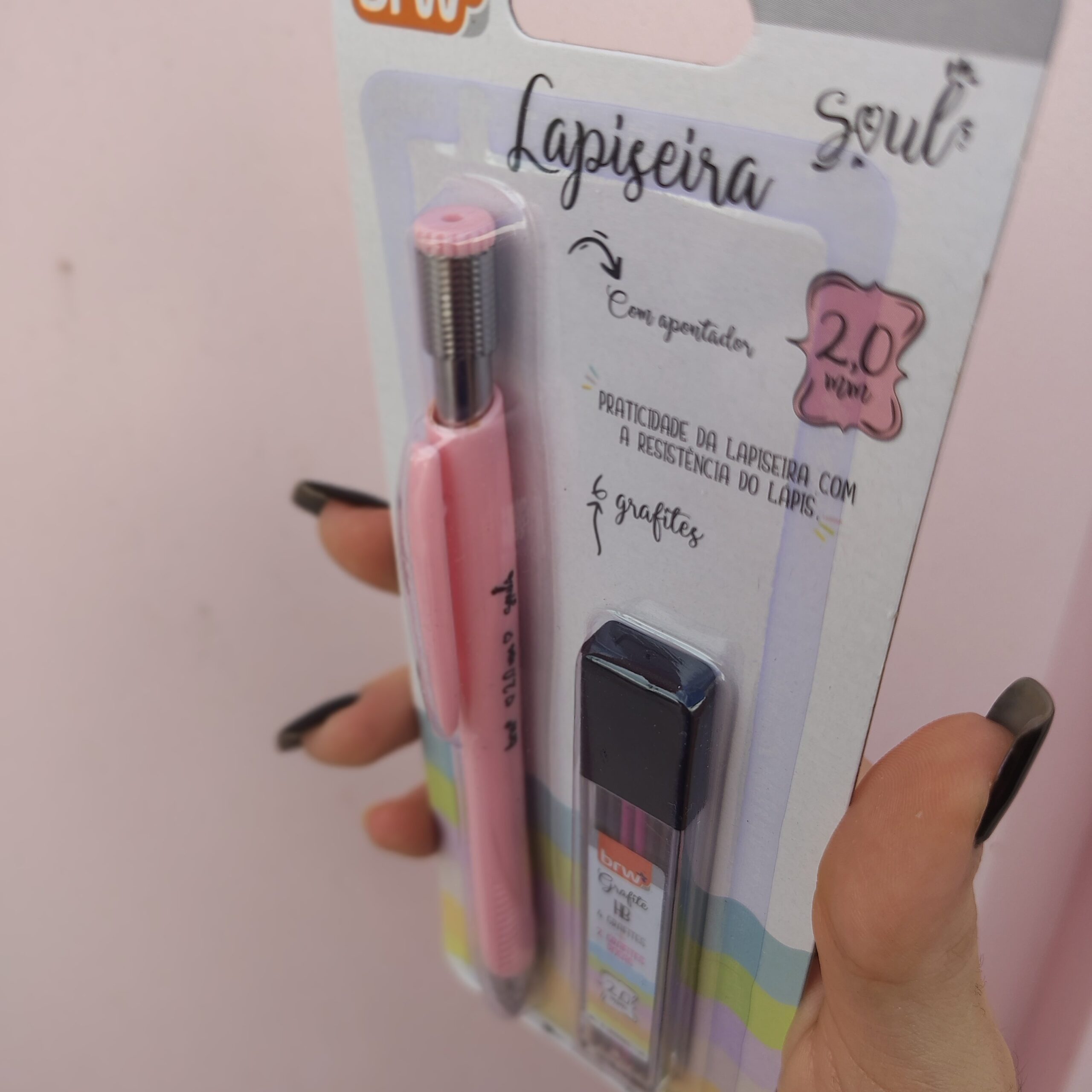 Lapiseira tom pastel 2.0mm + tubo com 6 grafites